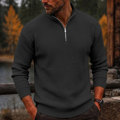 Quarter Zipped Corduroy Polo Shirt