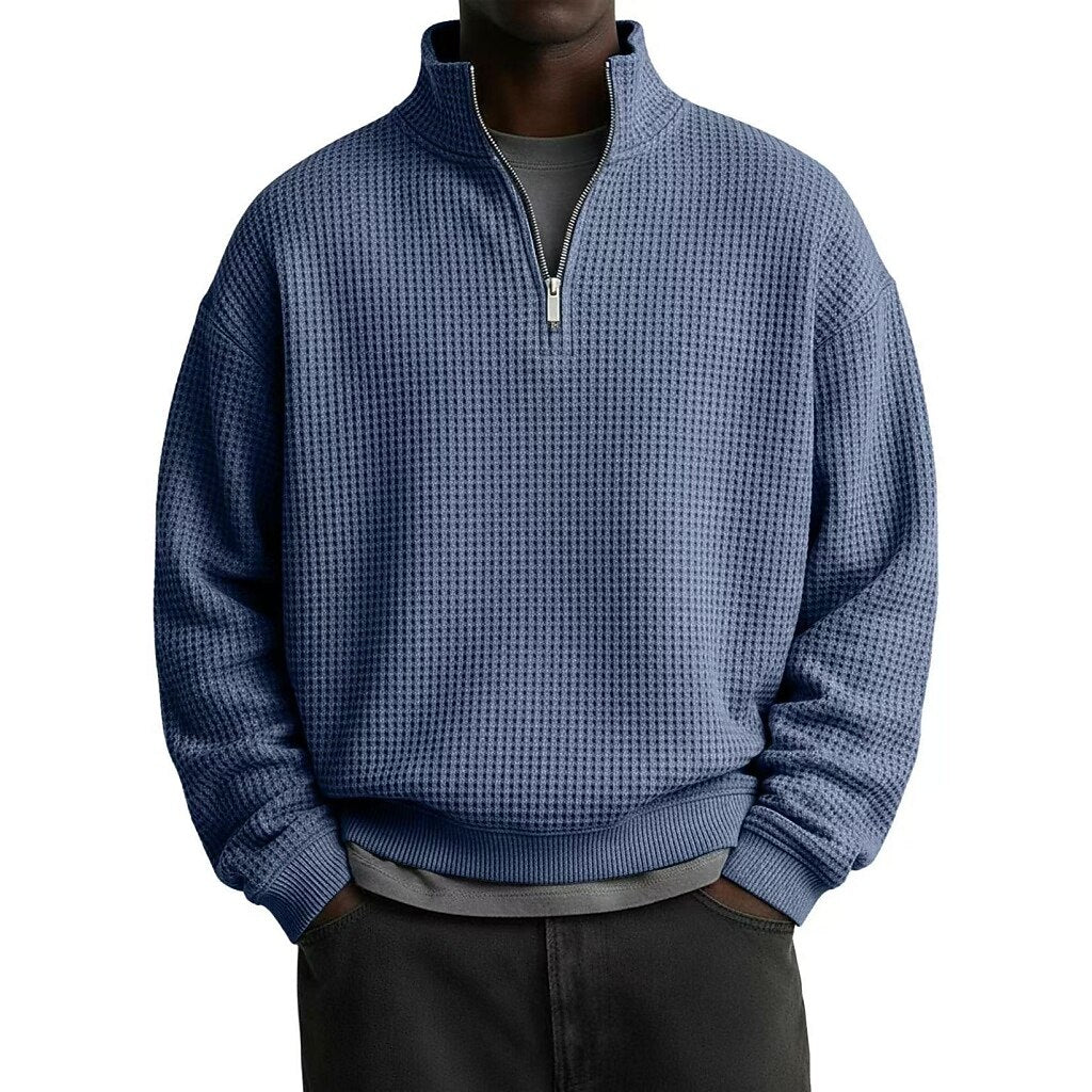 Textured Quarter Zip Waffle Polo