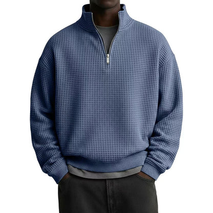 Textured Quarter Zip Waffle Polo