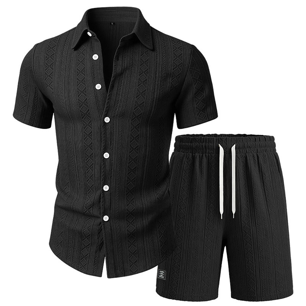 Men's Jacquard Shirt & Shorts Set