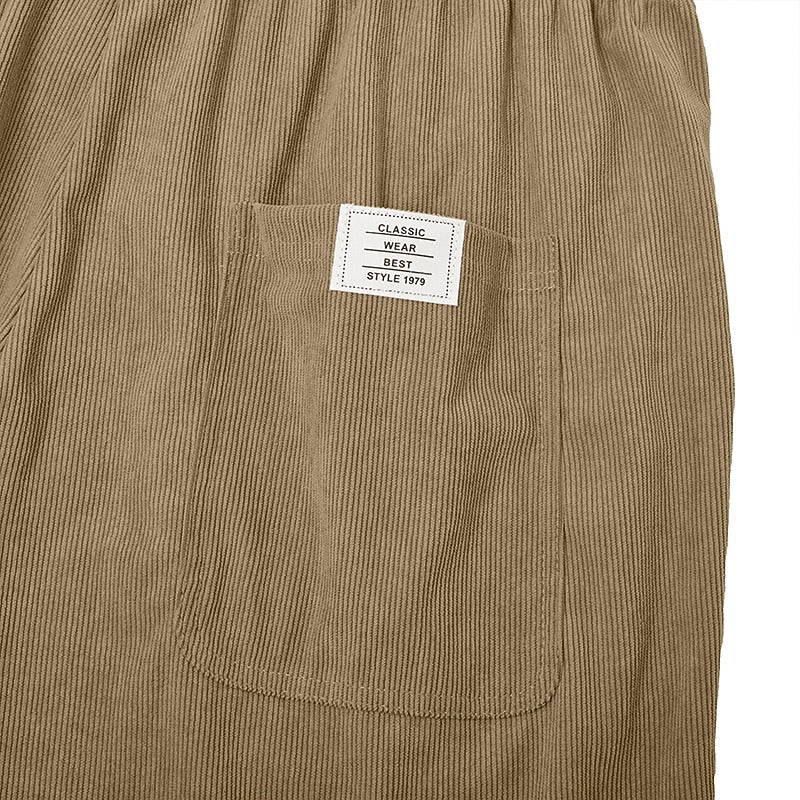 Men's Elastic Waist Corduroy Shorts-Summer Comfort Casual Shorts