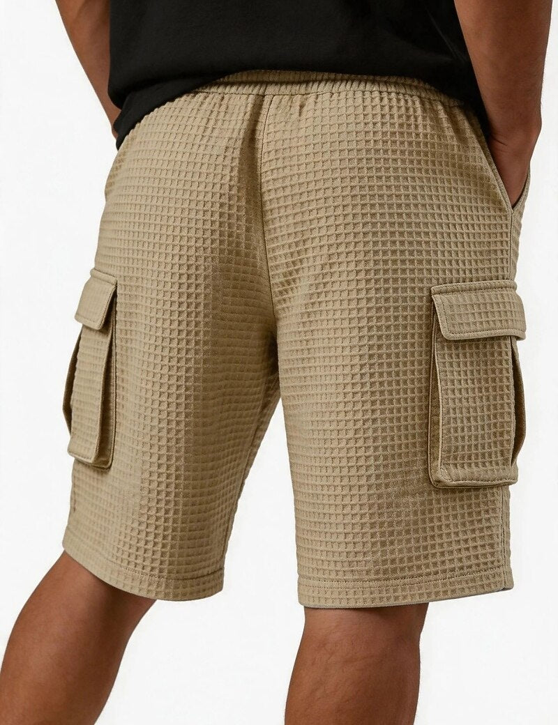 Lightweight Waffle Cargo Shorts With Pocket