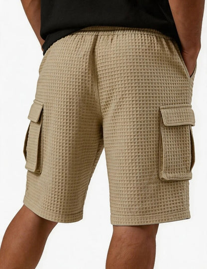Lightweight Waffle Cargo Shorts With Pocket