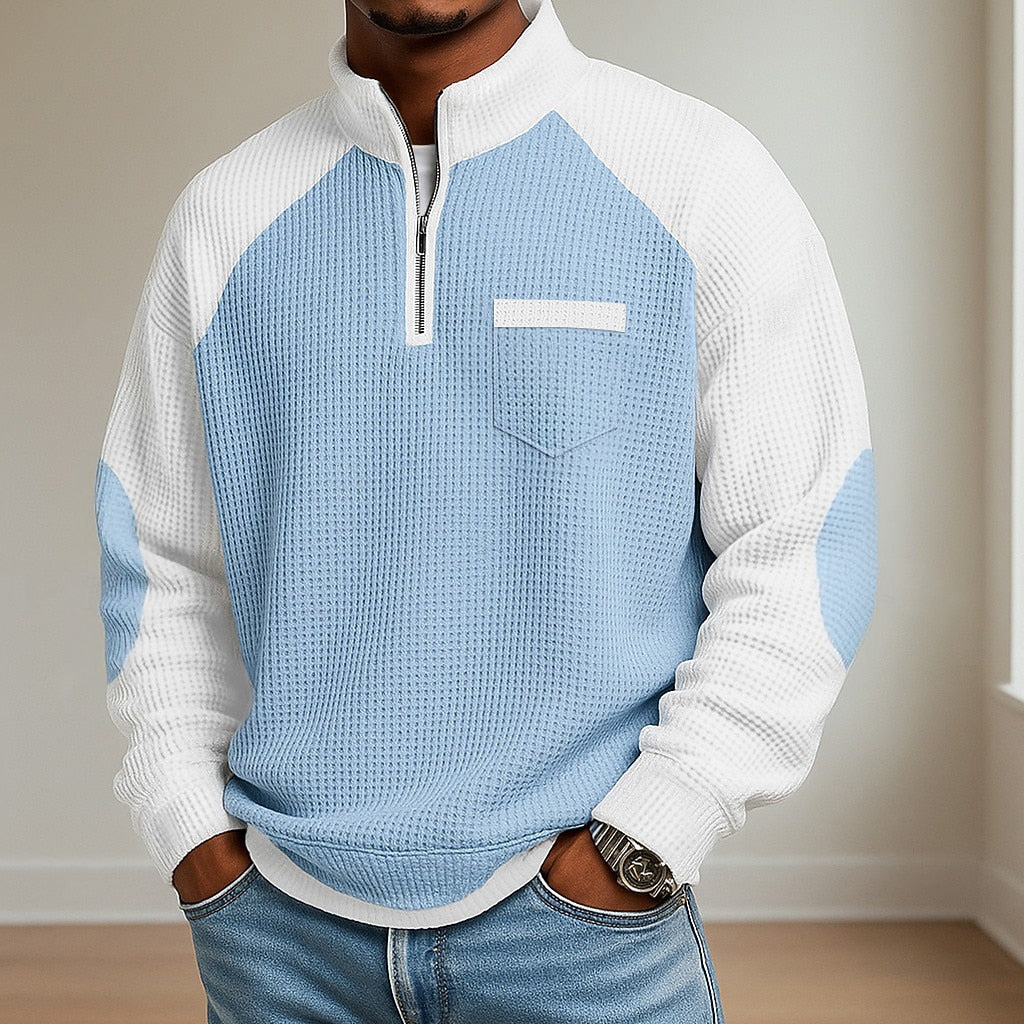 Patchwork Waffle Polo Shirts