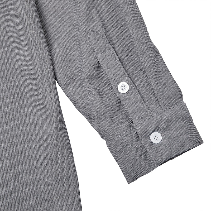Men's Hooded Corduroy Shirt-Textured Streetwear Casual Top