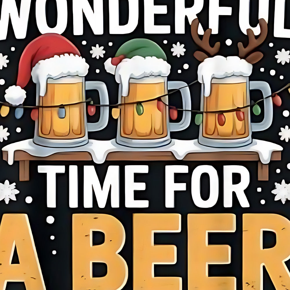 Men's Santa Beer Christmas Long Sleeve Tee