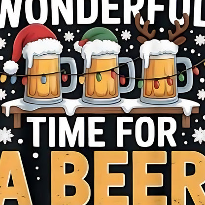 Men's Santa Beer Christmas Long Sleeve Tee
