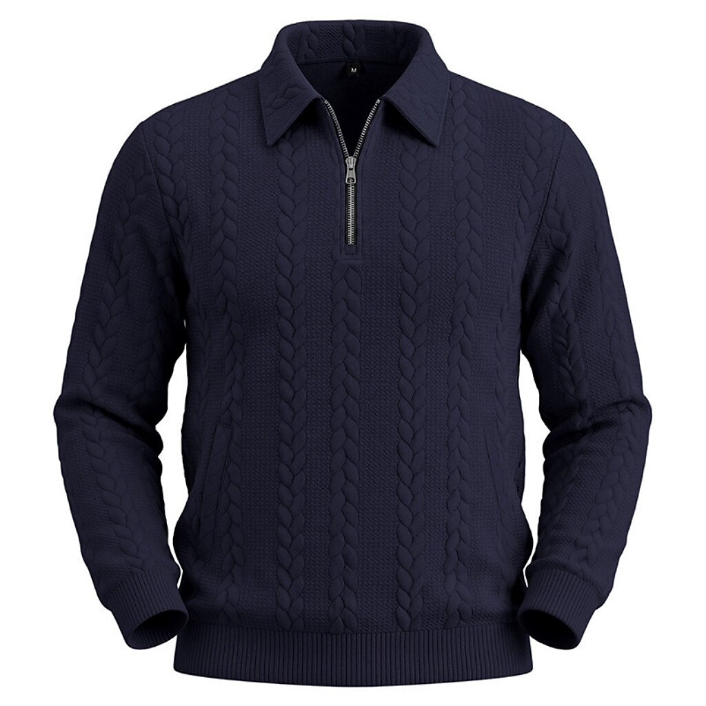 Soft Textured Jacquard Quarter Zip Polo