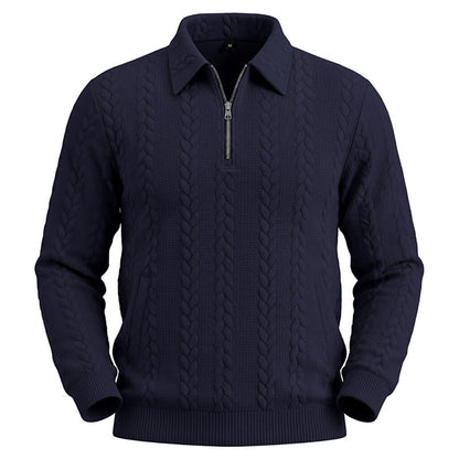 Soft Textured Jacquard Quarter Zip Polo