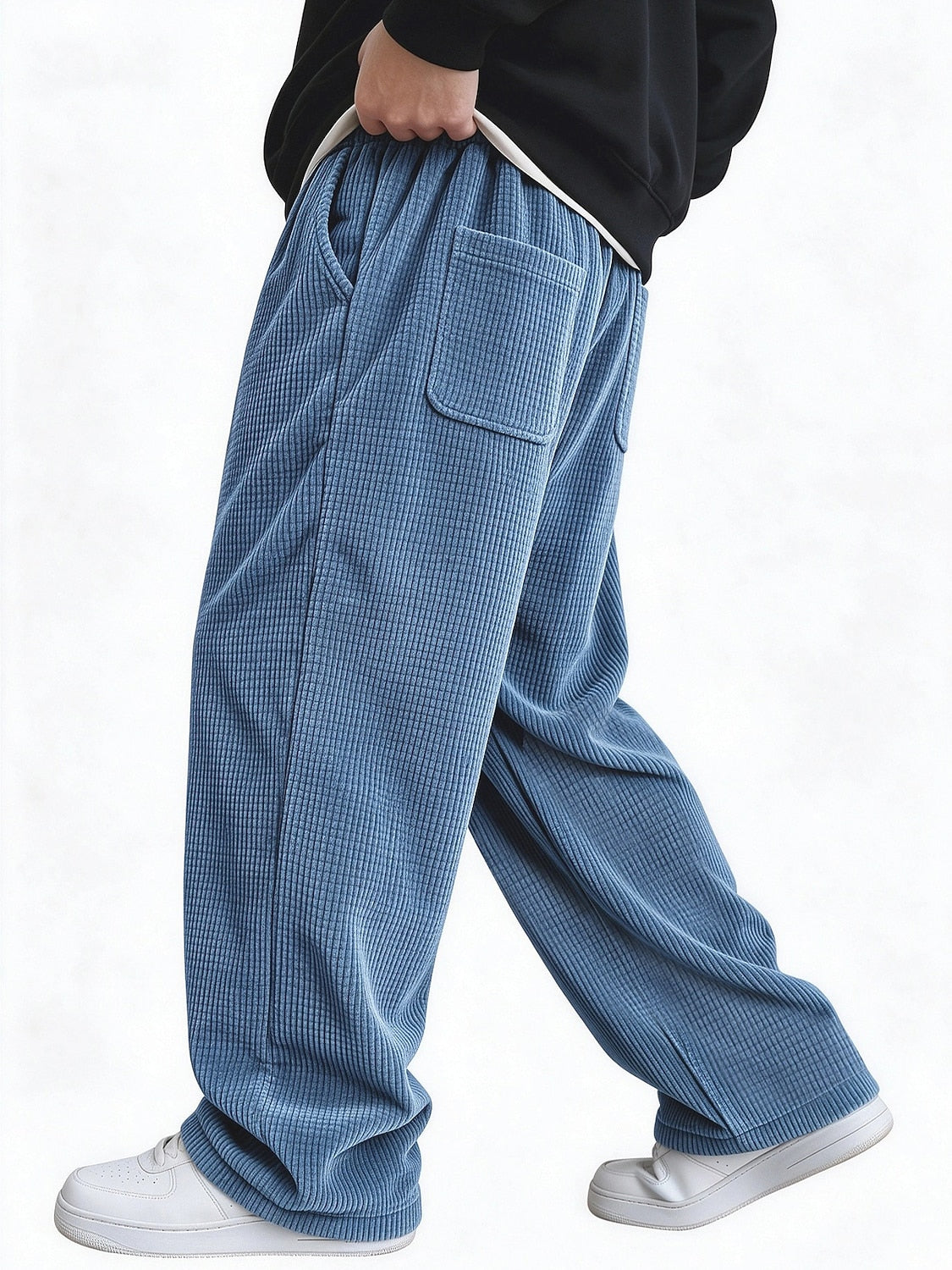 Textured Waffle Pants With Pockets