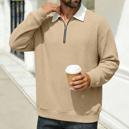Cozy Waffle Quarter-Zip Polo Shirts