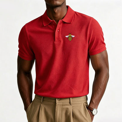 100% Cotton Bee Embroidered Pique Knit Polo