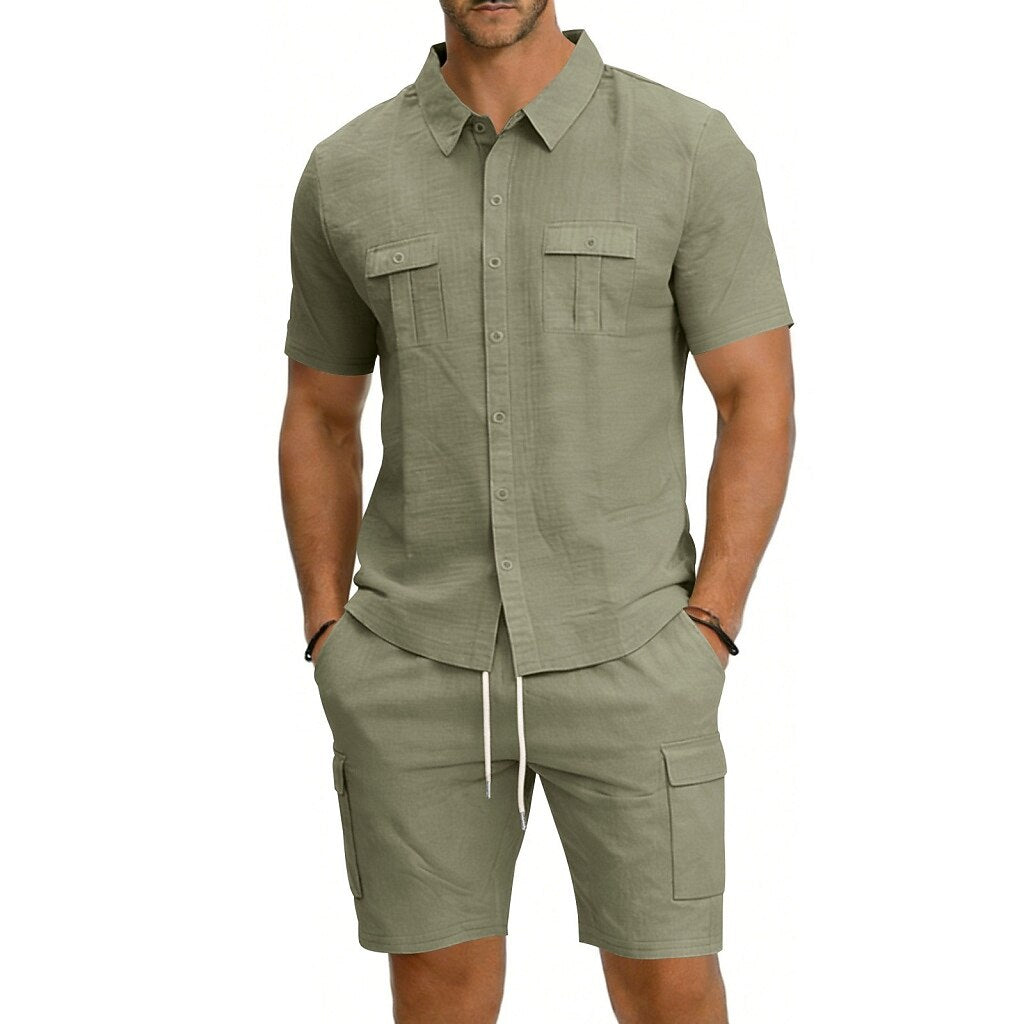 Cotton Linen Shirt & Shorts Set
