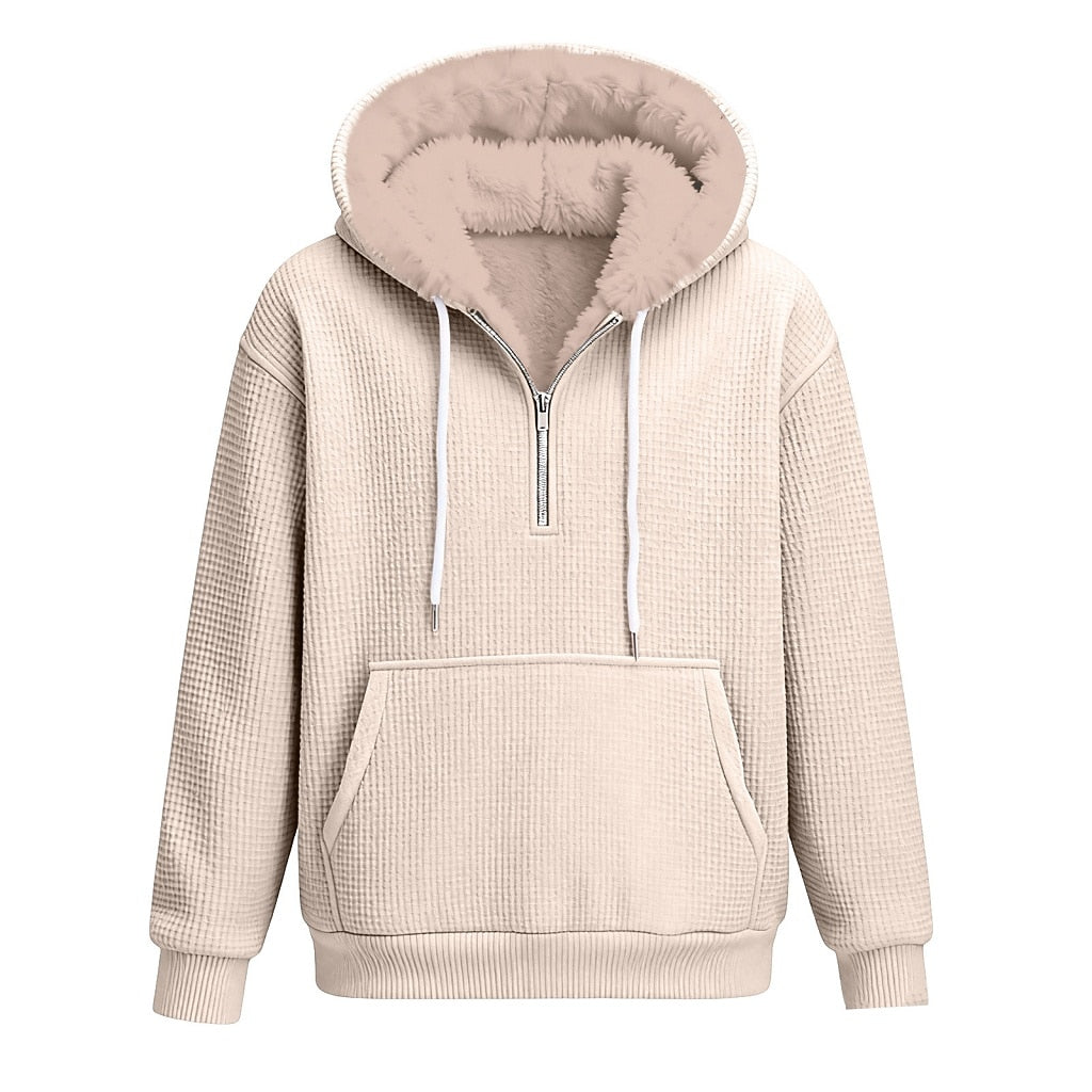 Quarter Zip Waffle Fleece Hoodie