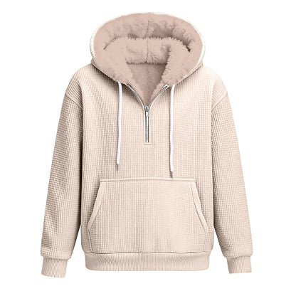 Quarter Zip Waffle Fleece Hoodie
