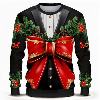 Christmas Bowknot Ribbon Graphic Sweatshirt