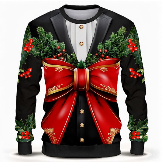 Christmas Bowknot Ribbon Graphic Sweatshirt