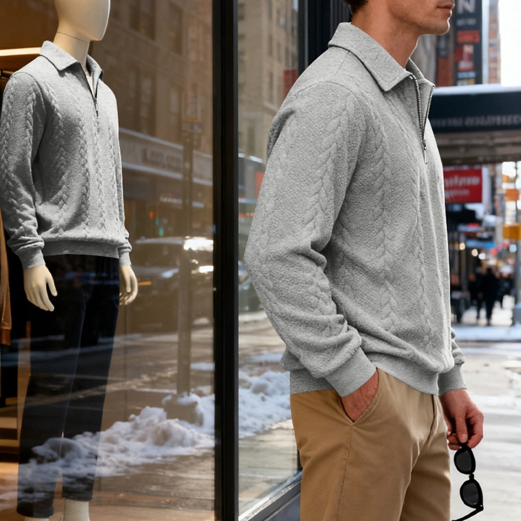 Men's Jacquard Soft Zipped Polo