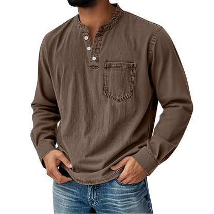 Vintage Washed Cotton Henley T-Shirt