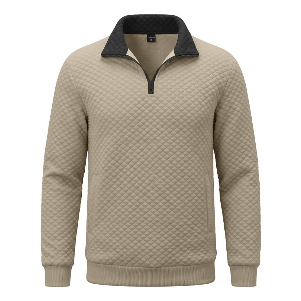 Colorblock Waffle Quarter-Zip Sweatshirt