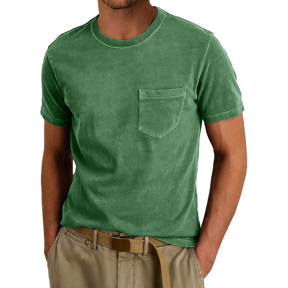Washed Cotton Vintage Pocketed Tee