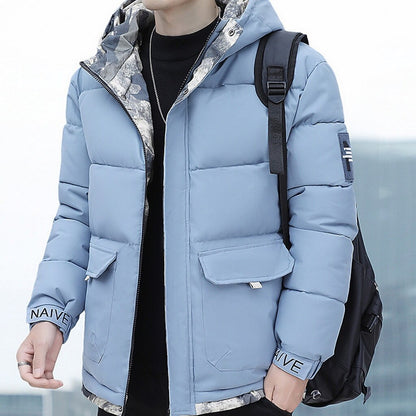 Men’s Quilted Hooded Patchwork Puffer Jacket – Everyday Warmth & Practical Style