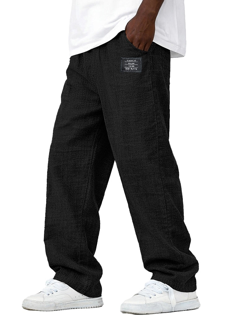 Men's Summer Linen Pants -Elastic Drawstring Waist