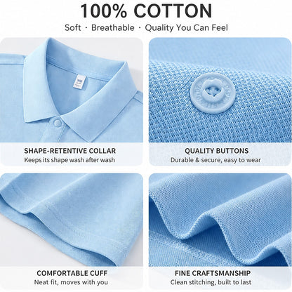 Textured 100% Cotton Pique Polo Shirt
