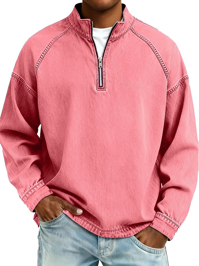Vintage Zip Up 100% Cotton Henley Shirt