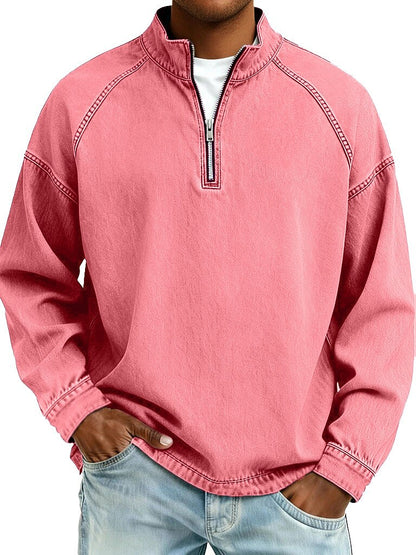 Vintage Zip Up 100% Cotton Henley Shirt
