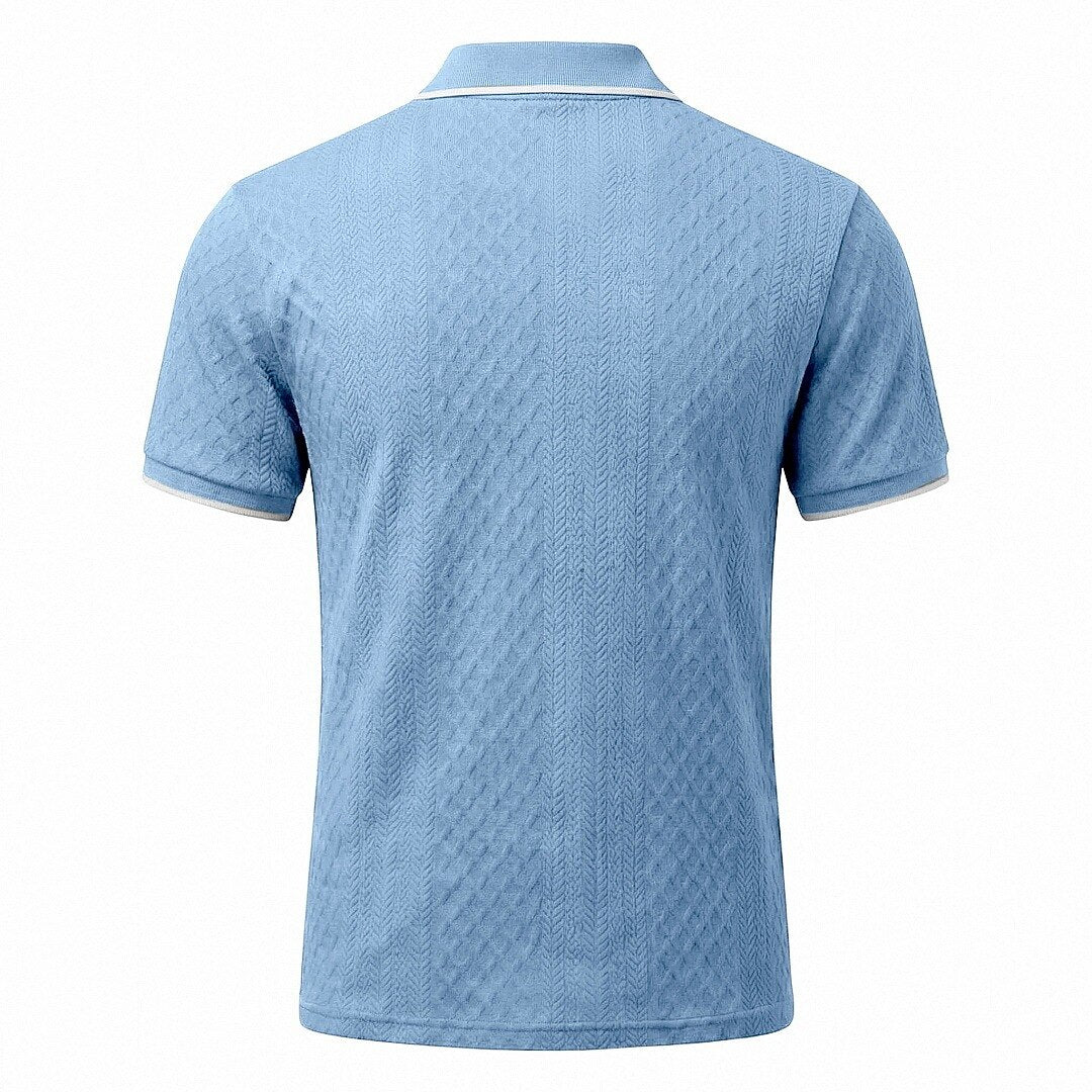 Zipper Textured Waffle Polo