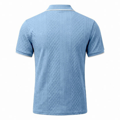 Zipper Textured Waffle Polo