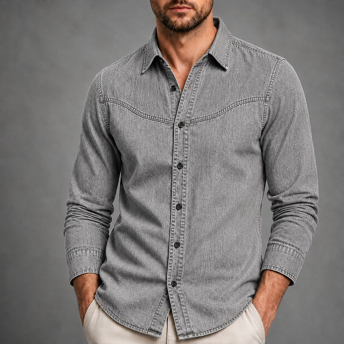 Relaxed Washed Cotton Button Up Shirt
