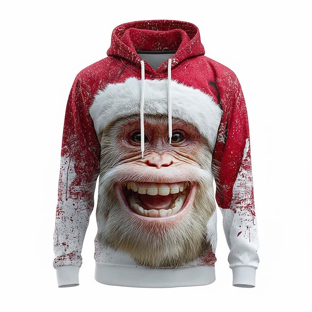 Christmas Santa Monkey Holiday Pullover Hoodie