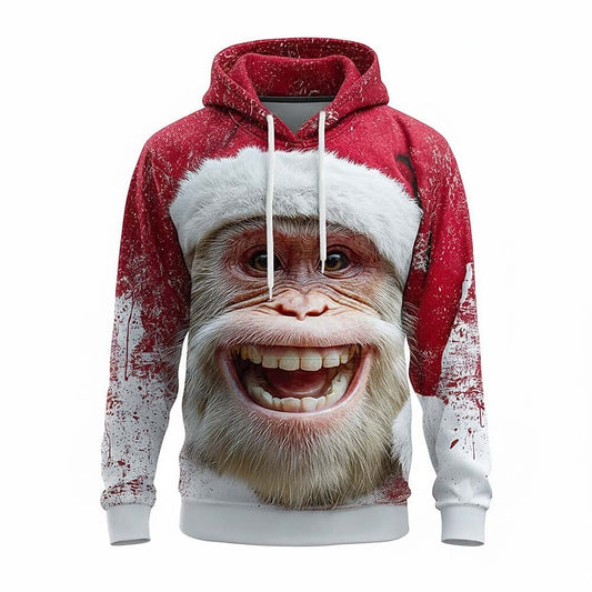 Christmas Santa Monkey Holiday Pullover Hoodie