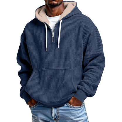 Quarter Zip Waffle Fleece Hoodie