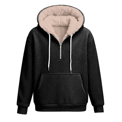 Quarter Zip Waffle Fleece Hoodie
