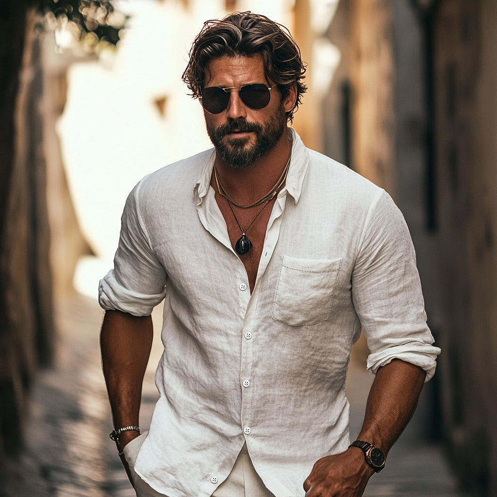 Men's Vacation Linen Shirt - Light & Comfortable