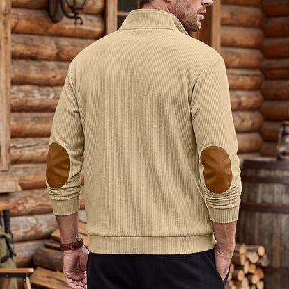 Colorblock Corduroy Quarter Zip Sweatshirt