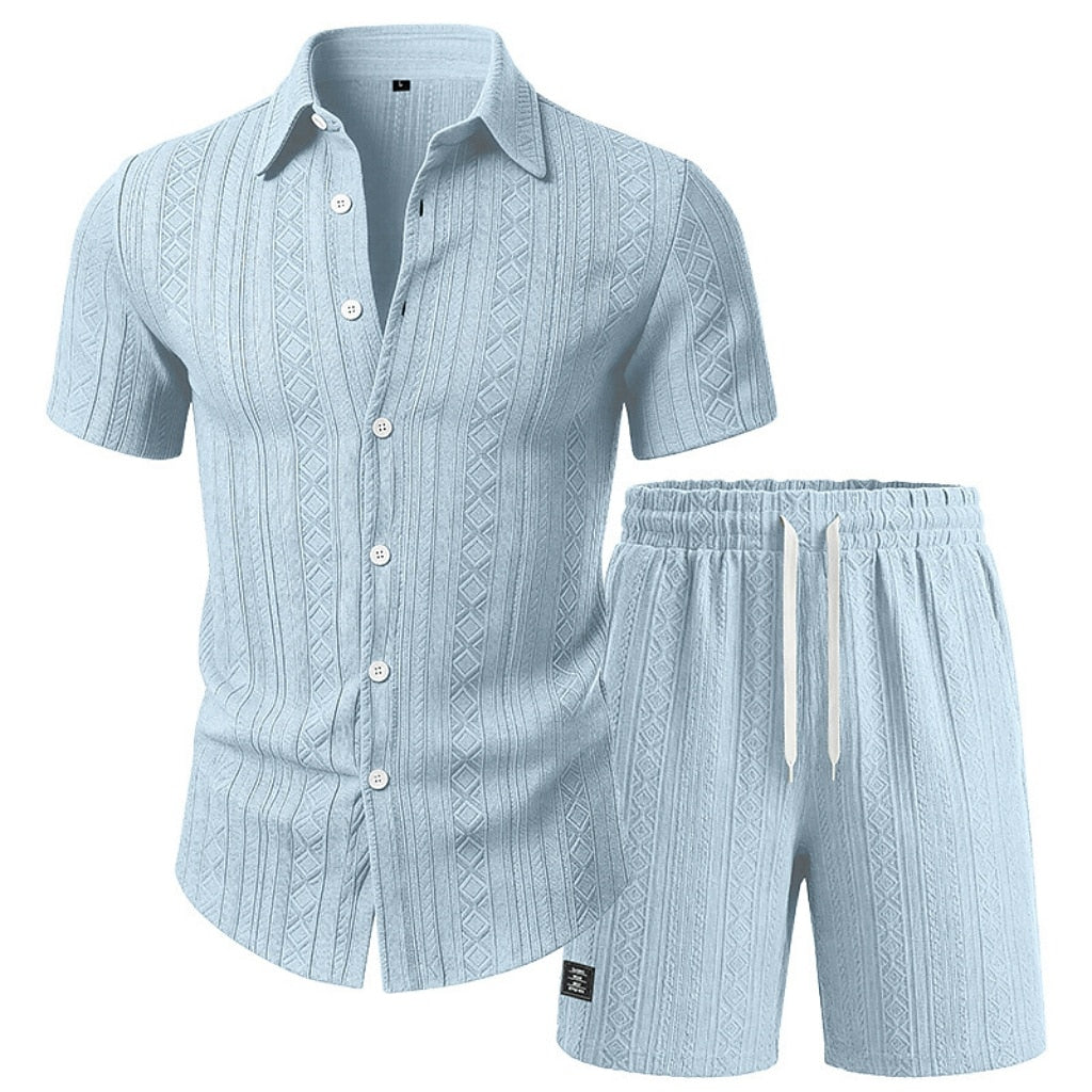 Men's Jacquard Shirt & Shorts Set