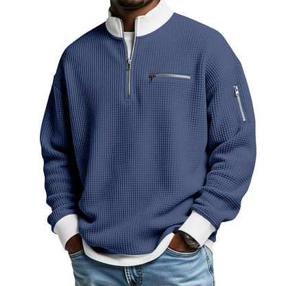 Half Zipped Waffle Polo Shirts
