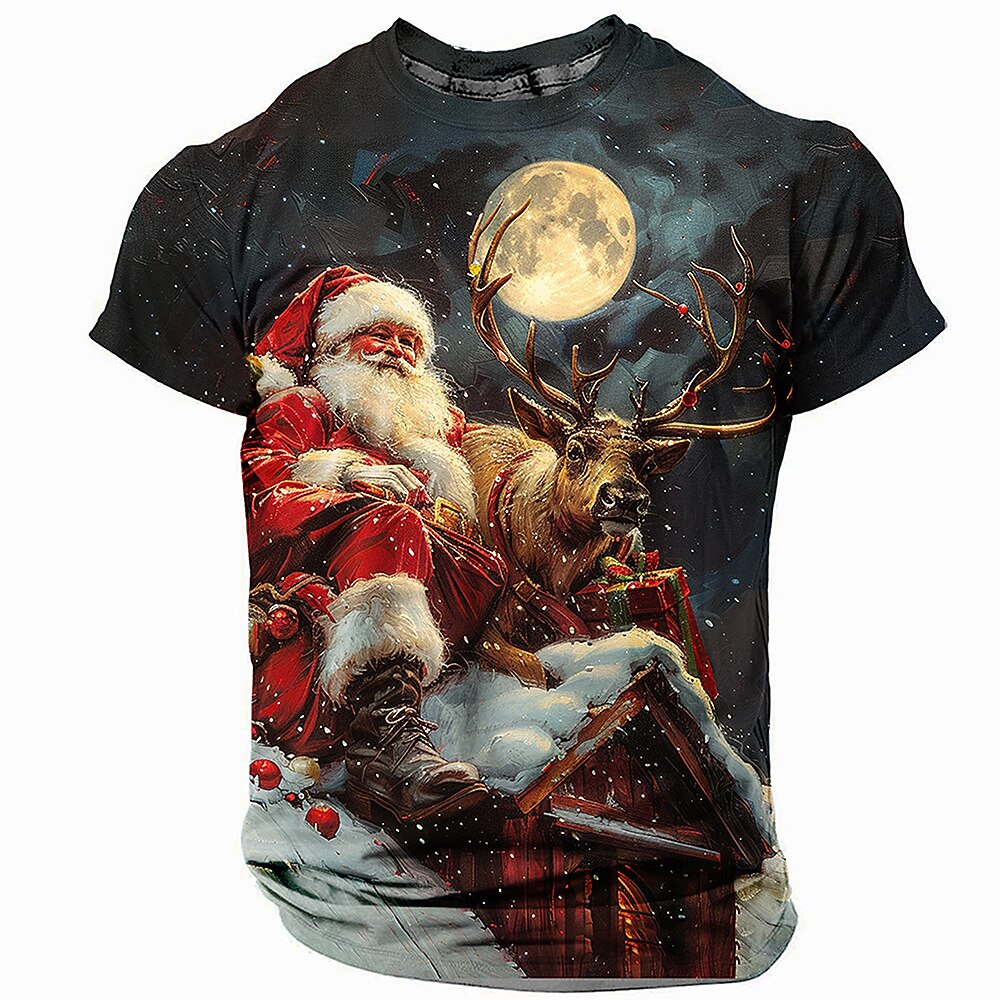 Men's Santa Reindeer Christmas 3D T-Shirt