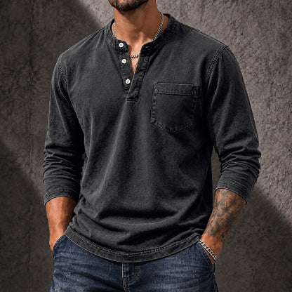 Vintage Washed 100% Cotton Henley Shirt