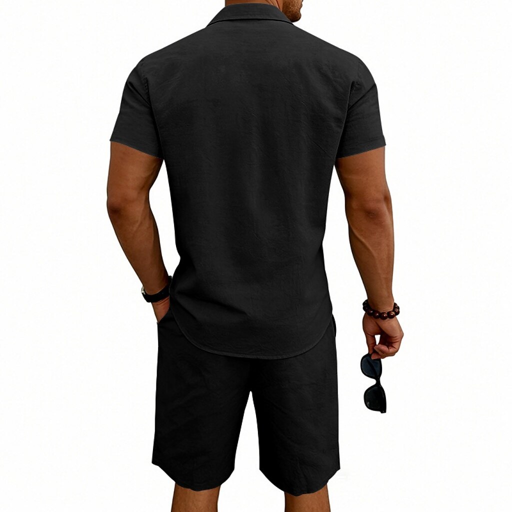 Men's Linen Shirt & Shorts Set