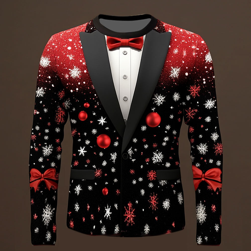 Men's Bow Tie Christmas Tree Snowflake Shirt