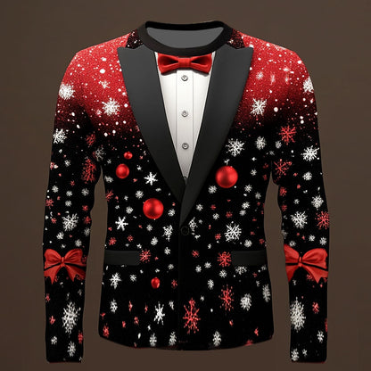 Men's Bow Tie Christmas Tree Snowflake Shirt