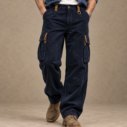 Textured Corduroy Cargo Pants With Pockets