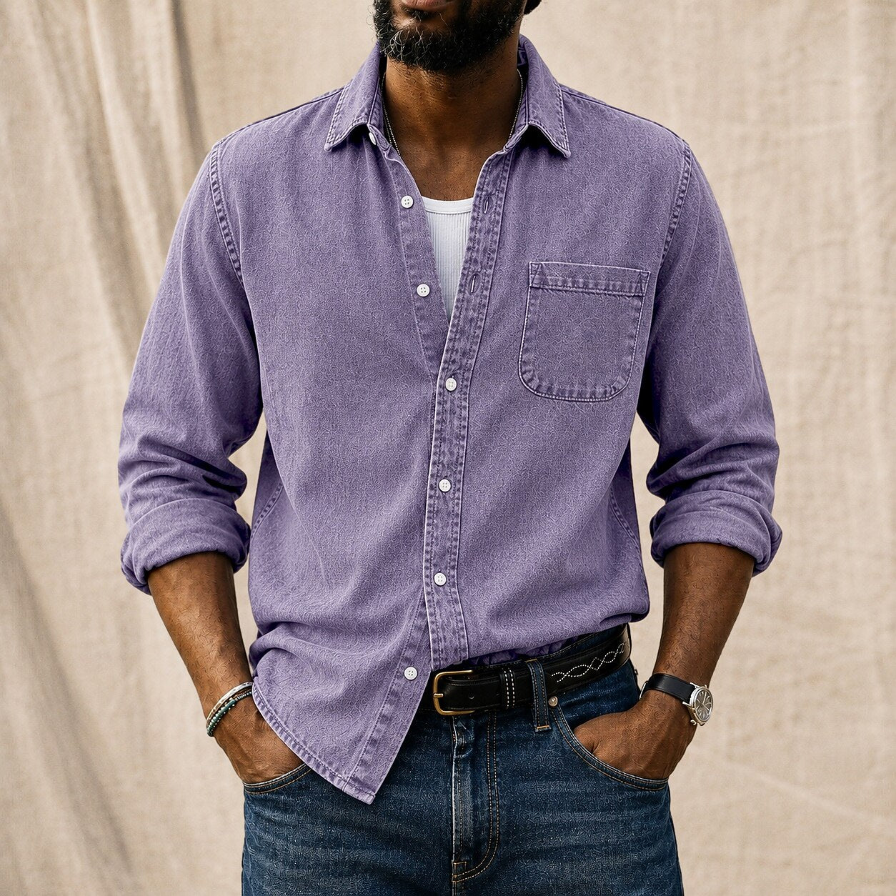 Washed Denim Cotton Casual Shirt