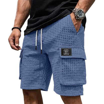 Men's Waffle Drawstring Cargo Shorts