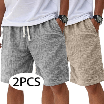 2Pcs Lightweight Linen Shorts